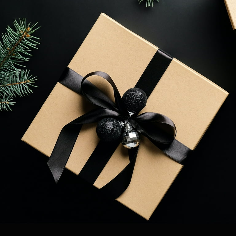  Black Ribbon For Gift Wrapping Satin Ribbon 3/8