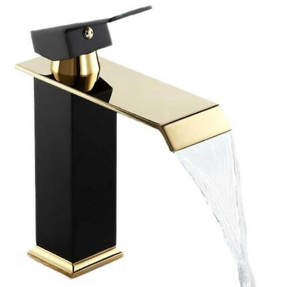 Dww-robinet De Lavabo Monotrou, Robinet D'eau Chaude Et Froide En Laiton Massif Pour Vier De Salle De Bain, Or Noir Mat