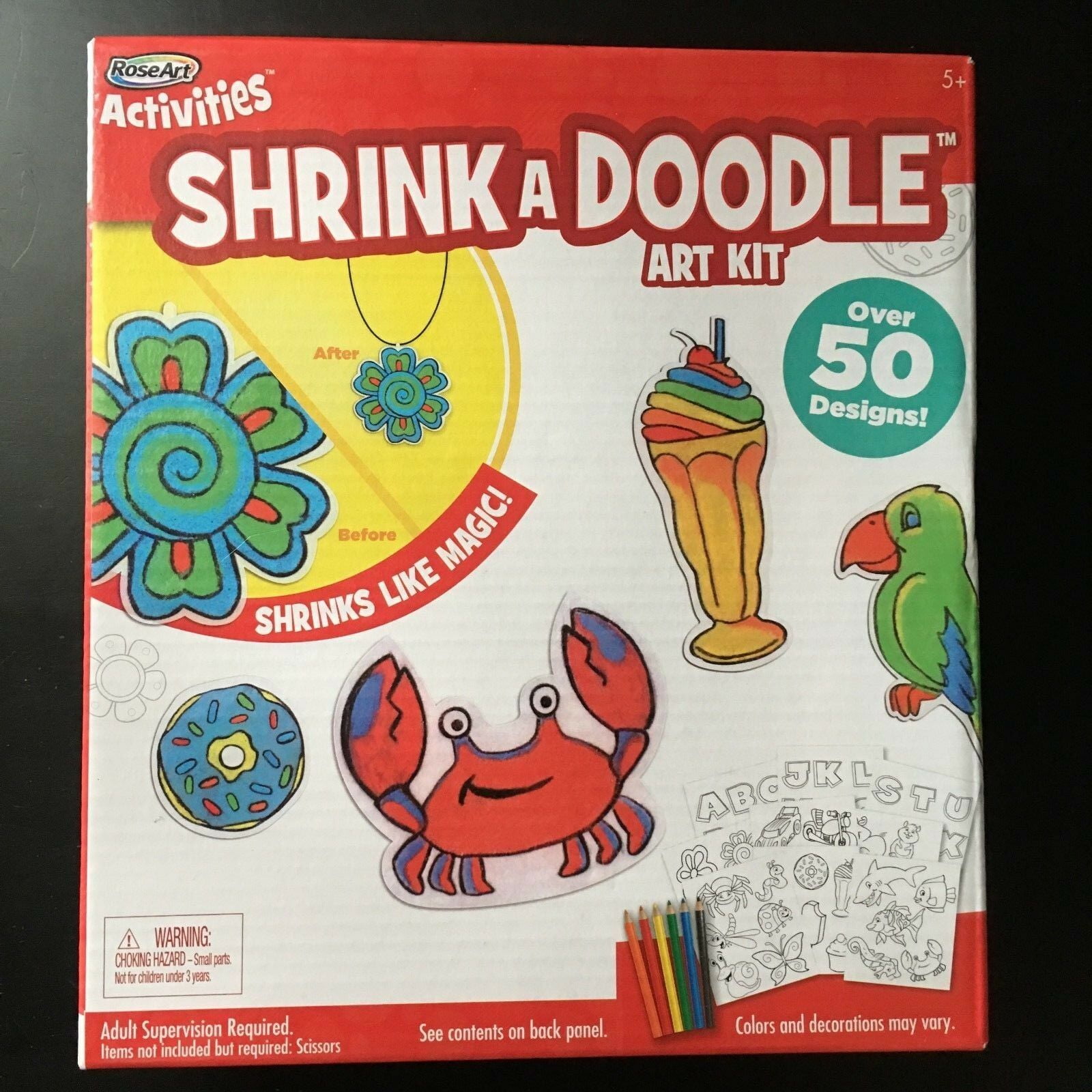 SHRINK A DOODLE Shrinky Dinks+Design Sheets COLORED PENCILS