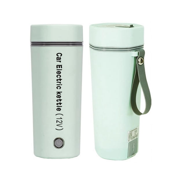 Hervidor de agua eléctrico para automóvil, calentador de acero inoxidable, calentador de agua, taza aislada, para té, leche, café, camping. 12V Verde Macarena Hervidor eléctrico de coche