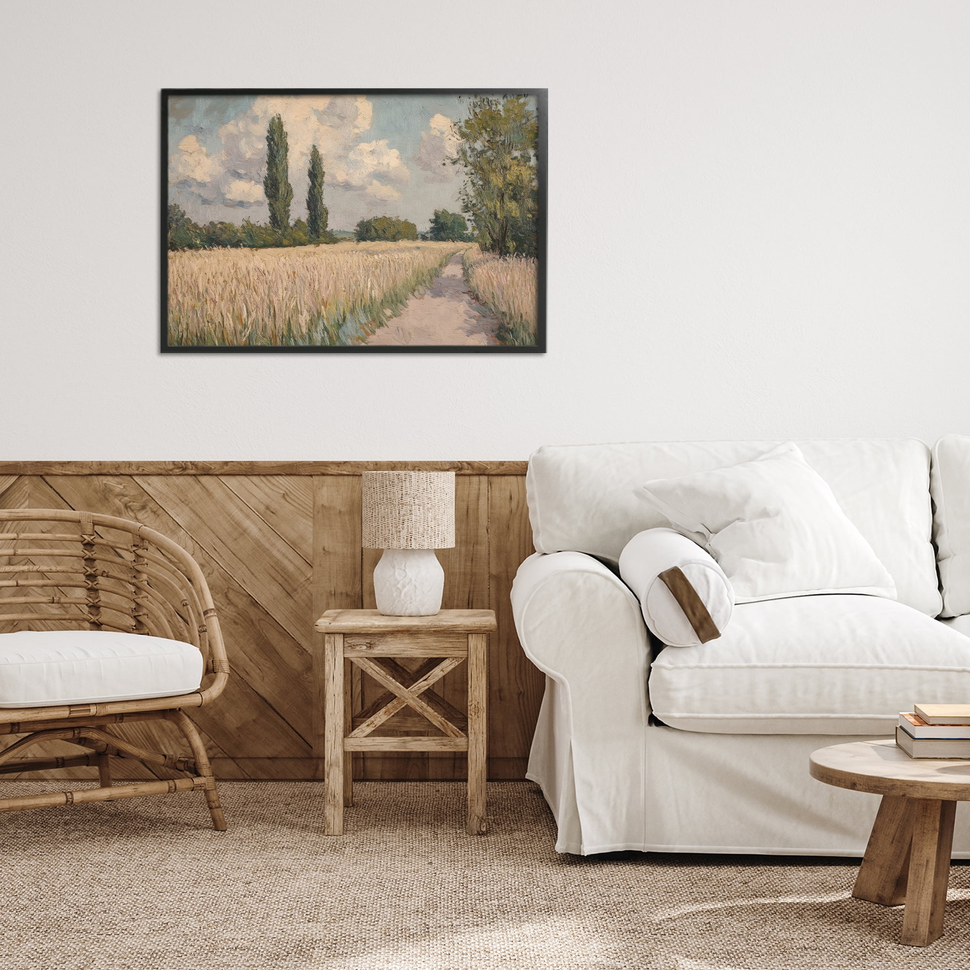 Stupell Industries Summer Path Between Poplars Black Framed Giclee Art, design by Petal Prints Design