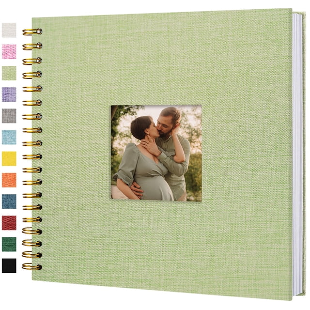 Álbum de fotos Hiwhy - Funda de lino (25 x 25 cm, 80 páginas), color verde