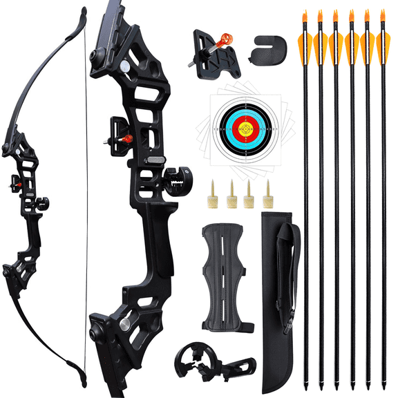 Piaoyu 50LB Archery Recurve Bow and Arrow for Adult, 51" Training Bow for Hunting Adult Beginner with 6 Arrows and Shooting Accessories