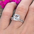 thumbnail image 2 of 1.75 Carat Cushion Cut Vintage Looking Natural Aquamarine Engagement Ring with Wedding Band on 10k White Gold, 2 of 5