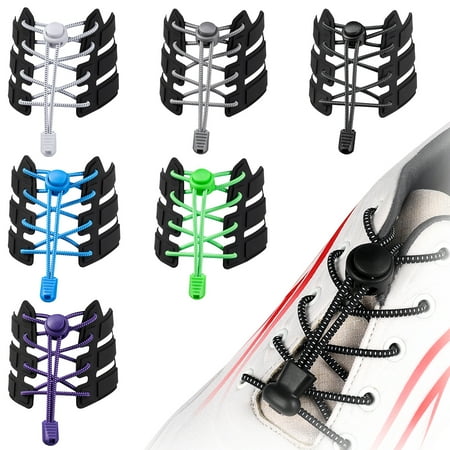 

AOWOO 6 Pairs No Tie Shoe Laces for Adults and Kids Elastic Shoe Laces Tieless Adjustable Lock Shoelaces One Size Fits All(Multi-color)