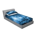 thumbnail image 2 of Ambesonne Blue Fitted Sheet & Pillow Sham Set, Digital Futuristic Ship, Twinxl, Blue, 2 of 2