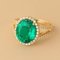 thumbnail image 3 of PEORA 5.15 Carats Created Colombian Emerald Lab Grown Diamond Ring in 14K Yellow Gold, Oval Shape, Size 7, 3 of 5