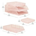 thumbnail image 2 of Mind Reader 2 Tier Paper Tray with Top Supply Compartment, Desktop File Organizer, Metal Mesh, Pink, 2 of 5