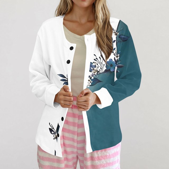Cárdigan informal para mujer, cárdigan con botones y estampado navideño, chaqueta de moda, blusa para mujer