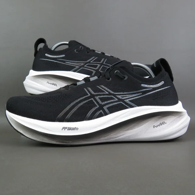 Asics Shoes - 2024 Gel Nimbus 26 Graphite Black White - Sz 9 2E Wide Mens