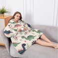 thumbnail image 5 of Oversized Wearable Blanket Hoodie,Beige Dinosaurs Flowers Leaves Sherpa Blanket Hoodie with Super Pockets,Super Warm Fuzzy Pullover for Women & Men, 5 of 6