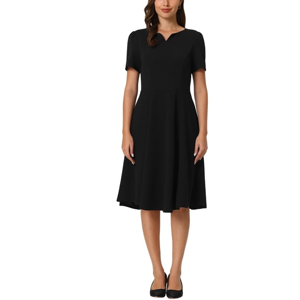INSPIRE CHIC Women's Office Dresses Split Neck Short Sleeve Work A-Line Dress - Walmart Business Supplies INSPIRE CHIC Women's Office Dresses Split Neck Short Sleeve Work A-Line Dress - Walmart Business Supplies