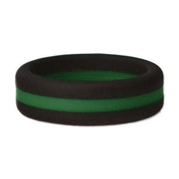 Black and Green Stripe Silicone Ring Size 11 by Lifebeats