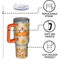 thumbnail image 3 of 40oz Fall Tumbler With Handle And Straw,Autumn,Thanksgiving,Halloween Gifts,Extra Large Stainless Steel Cup Spill-Proof With Lid,Maple Leaf Pumpkin Design,Travel Coffee Mug Water Bottle, 3 of 6