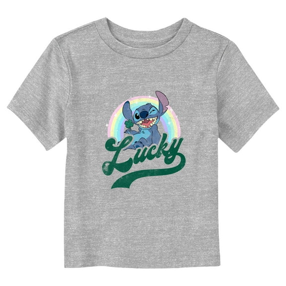 Toddler's Lilo & Stitch Distressed Lucky Rainbow Wink  Graphic Tee Athletic Heather 4T