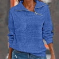 thumbnail image 2 of Besolor Pull Rétro Décontracté à Col Zippé pour Femmes, Pull à Carreaux Couleur Unie, Blouse Ample Décontractée Grande Taille Tendance, 2 of 5