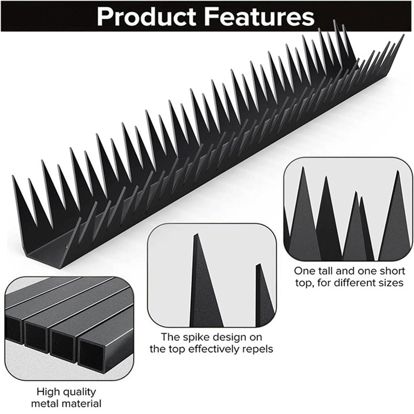 RUISINERY 6 Pieces Metal Security Fence Spikes AntiClimb Wall Spikes for Outdoor Use with Easy Installation Birds