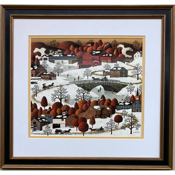 Charles Wysocki "Two Bridges" New CUSTOM FRAMED Art Americana Generic