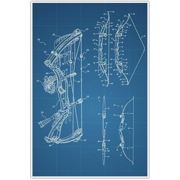 Archery Compound Bow Patent Blueprint Poster Arrow Photo Art