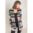 thumbnail image 3 of Eloges Women's Multi Color Stripe Elbow Patch Open Cardigan, 3 of 9