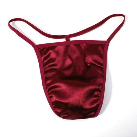 

Men Sexy Silky Satin Bikini Briefs Panties Thong T-Back Pouch G-String Underwear