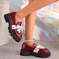 thumbnail image 5 of HEWUQI Women's Polka Dot Bow Loafers Platform Business Casual Dressy slip on Comfortable Breathable Arch Support for Daily Commuting Wine Size 7.5, 5 of 7