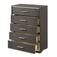 thumbnail image 2 of 5 Drawer Wooden Chest with Mirror Trim Accents, Gray, 2 of 5