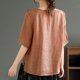 thumbnail image 5 of V Cuello Blusas para las Mujeres, de Moda Retro Bordado Cuello Redondo Cinco Cuartos de Manga para el Uso Casual, 5 of 5