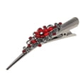 thumbnail image 4 of Pinzas de pelo de cristal de metal Hugo Duckbill Rhinestone Rojo, 4 of 7