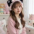 thumbnail image 5 of Yvsxxv 1Pc Black Pink Lace Bow Cat Ear Headband Hair Accessories, 5 of 7
