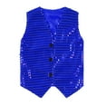 thumbnail image 5 of Sopiago Kids Boys Girls Sequined Dance Hop Performance Party Vests Jacket Waistcoat for Kids, Toddler, Baby (Blue,8-9 Years), 5 of 6