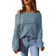 thumbnail image 1 of 2022 suéter de invierno para mujer, suéter suelto informal de manga larga con hombros descubiertos para el trabajo en casa, compras, citas, azul claro XXL, 1 of 6