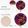 thumbnail image 3 of FREEAMG Cotton Human Skulls Halloween Pattern Woven Pot Holder Trivets Set,2 Pcs Round Coasters Placemat for Cooking Baking Hot Dish Pan Pot Bowl Teapot(7&9 Inches), 3 of 5