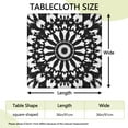 thumbnail image 2 of Black White Tie Dye Mandala Pattern Square Fitted Tablecloth with Elastic Edge,Square Table Cover,Washable Elastic Table Cover for Home Kitchen Party Decor 36"x36", 2 of 6