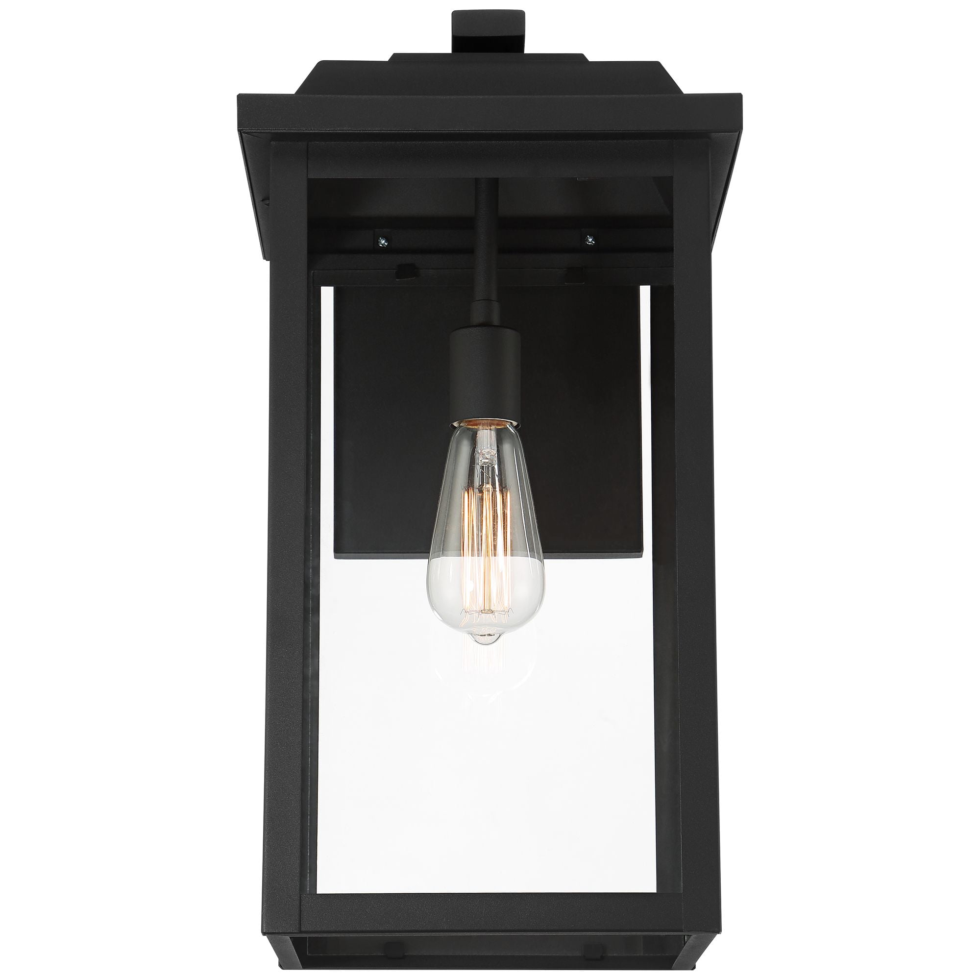 John Timberland Eastcrest Modern Outdoor Wall Light Fixtures Set of 2 Textured Black Metal 20 1/2" Clear Glass for Post Exterior Barn Deck