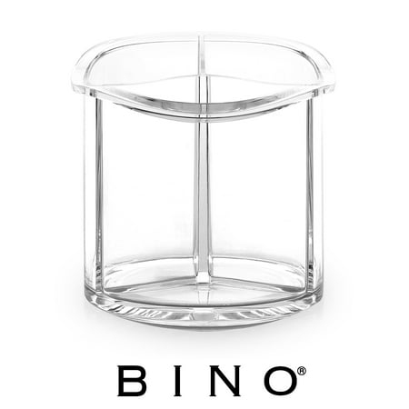 Beauty Tool Holder BINO The Triad' 3 Compartment Acrylic Makeup and Jewelry Organizer, Clear and Transparent Cosmetic Beauty Vanity Holder Storage ()