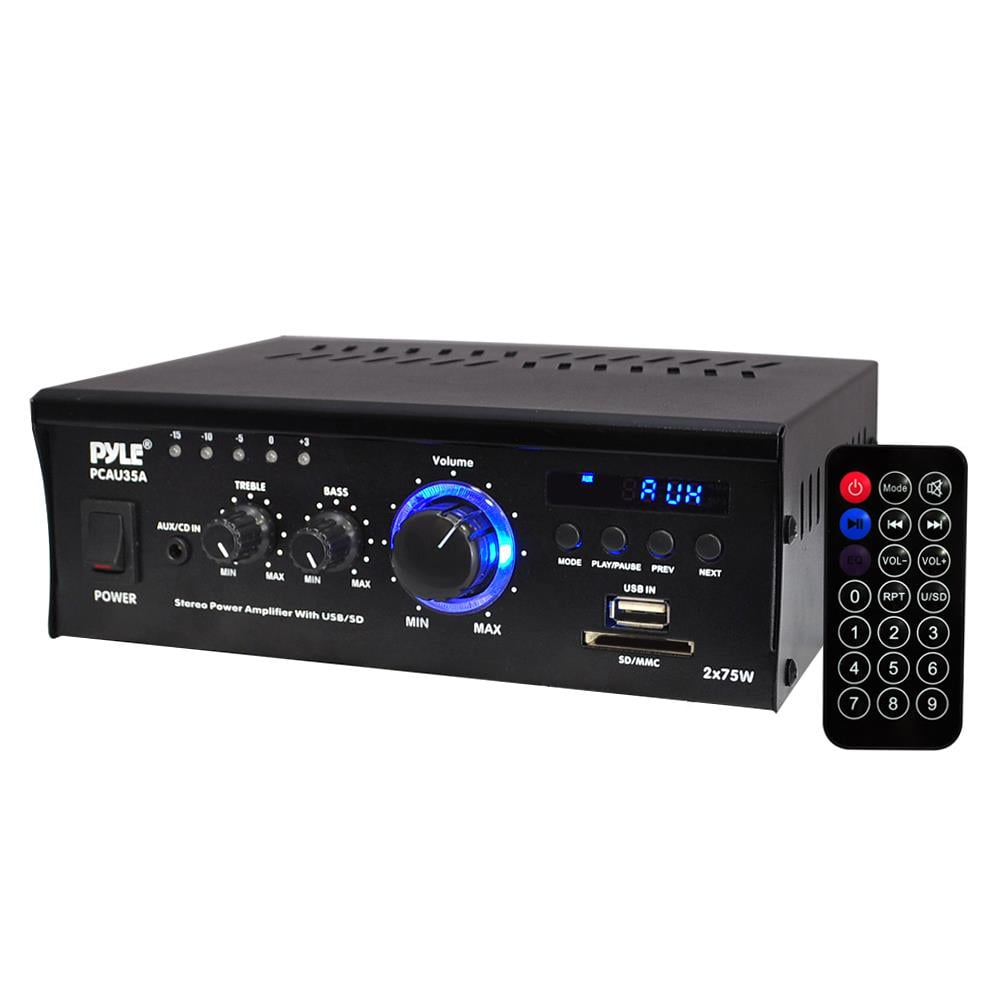 PYLE PCAU35A - Digital Stereo Amplifier - Compact Audio Speaker Amp, AUX USB/SD Readers, 2 x Watt - Walmart.com