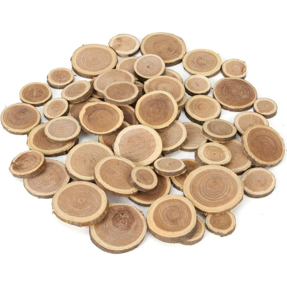 Natural Wood Slices for Crafts, 1.2"-2.5" Mini Assorted Unfinished Wood Tree Bark Round Log Discs for Arts & Crafts Christmas Ornaments Wedding Centerpieces (Assorted Size - 8OZ)