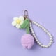 thumbnail image 2 of Llavero con tulipán tejido a mano de lana, colgante para mujer, bonito adorno para bolso de teléfono móvil con flores abullonadas, 2 of 4