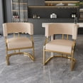 thumbnail image 4 of Set of 2 Modern Dining Chairs, Grey PU Upholstered Iron Frame Accent Chairs for Dining Room, 4 of 8