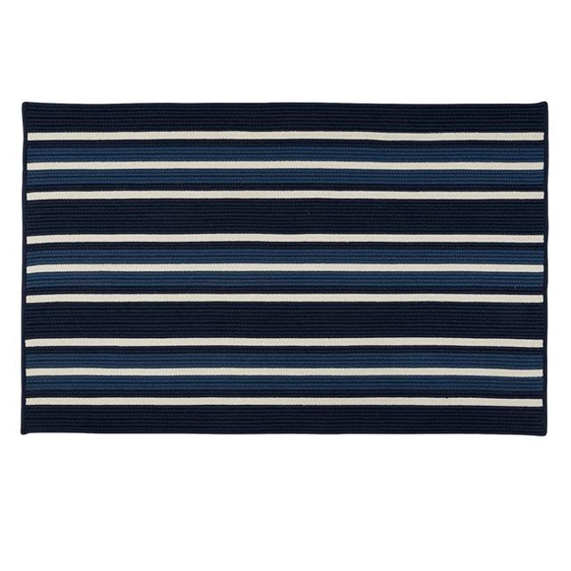 Colonial Mills Rug MS33R096X120S Mesa Stripe Rectangle Area Braided Rug Navy Pier - 8 x 10 ft.
