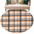 thumbnail image 2 of Orange Black Plaid Round Area Rug 5 FT, Non Slip Bedroom Rugs, Farmhouse Orange Black Checkered Washable Soft Circular Carpet Non-Shedding Floor Mat for Kitchen Dining Room Foyer Balcony Dorm, 2 of 8