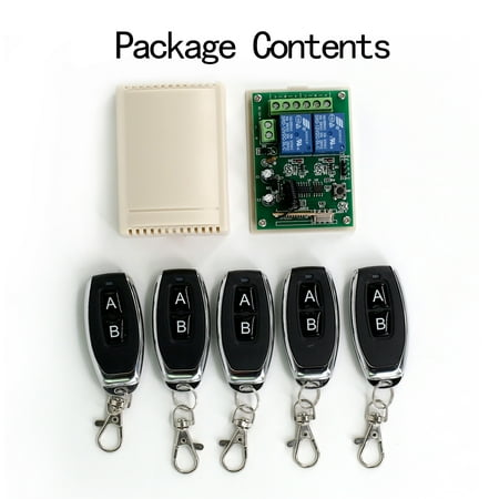 

GDHOME 2CH 433MHz Relay Wireless Remote Control Switch 5pcs Transmitter+Receiver Set