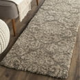 thumbnail image 3 of SAFAVIEH Florida Desmond Damask Plush Shag Runner Rug, Smoke/Beige, 2'3" x 9', 3 of 10
