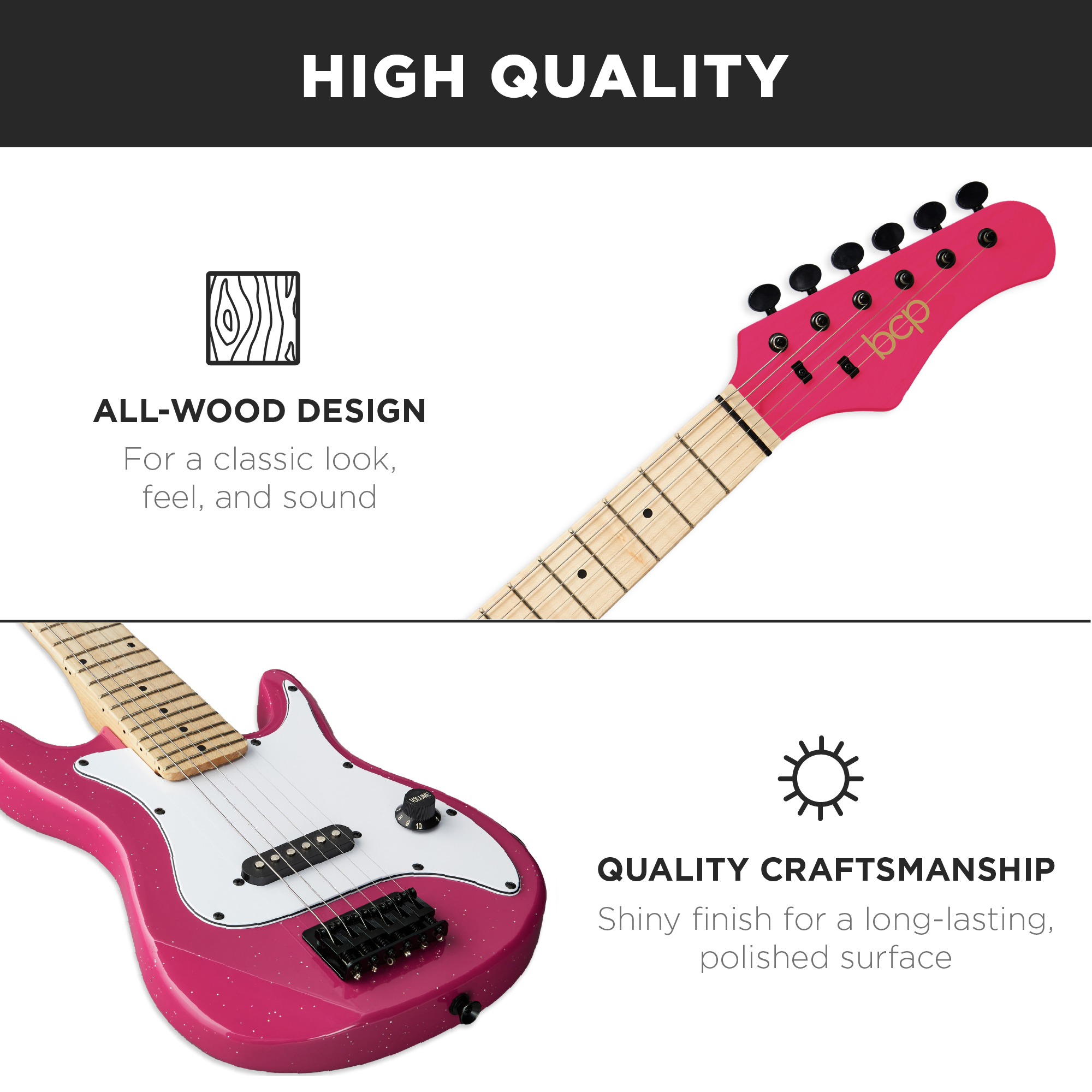 Best Choice Products Walmart Exclusive 30in Kids Electric Guitar Beginner Starter Kit w/ 5W Amplifier, Strap, Case - Walmart Pink