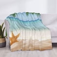 thumbnail image 3 of Honeii Starfish in Beach print throw blanket, crafted from cozy cotton flannel, offers versatile home decor as a bedding suitable for all seasons.-80"x60", 3 of 6
