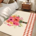 thumbnail image 4 of 4'x6' Area Rugs, Spring Flowers Indoor Outdoor Area Rug for Living Room Bedroom, Vintage Pastoral Floral Leaves Farm Checkered Washable Bathroom Rugs Kitchen Floor Carpet Mats Home Decor Aesthetic, 4 of 8