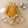 thumbnail image 2 of Zshosam Fall Outfits Baby Girl Newborn Newborn Baby Girl Clothes Ruffle Long Sleeve Romper Skirt Set Cute Overall Dress Fall Winter Outfit Size 0 6 Months,(Orange 0-6 Months), 2 of 5
