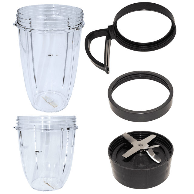 Blendin 5 Piece Deluxe Upgrade Kit Set with Extractor Blade, Cups, Handle, Lip Ring, Compatible with Nutribullet 600W and 900W Blender Juicer Mixer