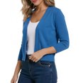 thumbnail image 2 of Women's 3/4 Sleeve Cropped Open-Front Cardigan – Lightweight Knit Shrug Sweater for Spring and Summer Layering, 2 of 5